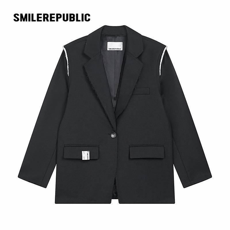 Loose Suit With Raw Edge - SMILEREPUBLIC