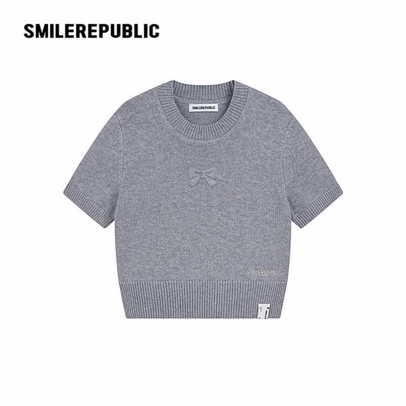 Short Pullover Short-Sleeved Sweater - SMILEREPUBLIC