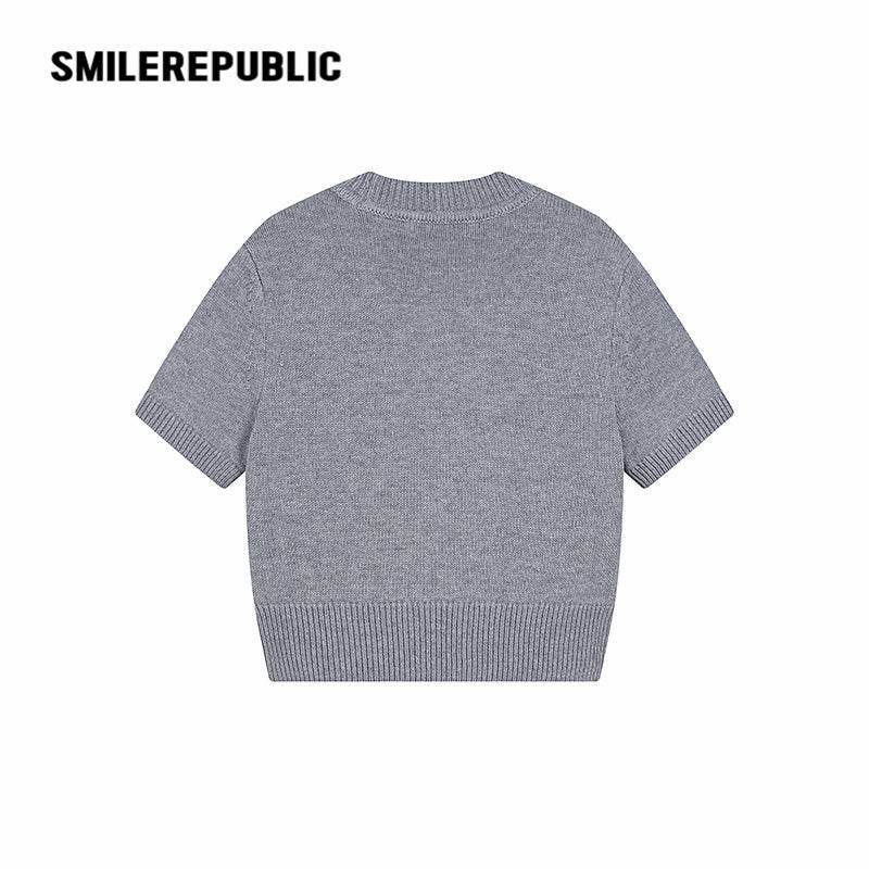Short Pullover Short-Sleeved Sweater - SMILEREPUBLIC
