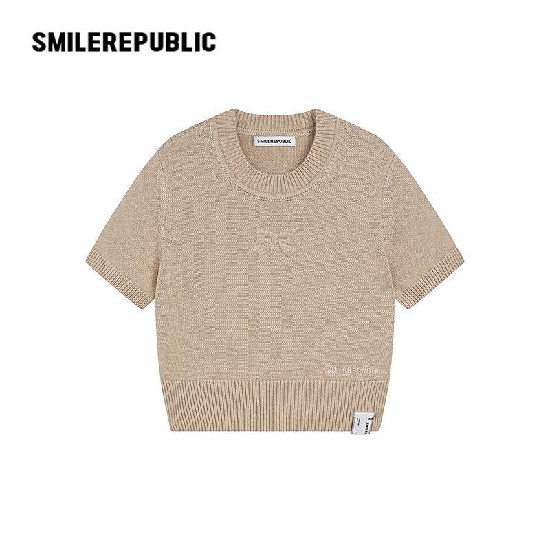 Short Pullover Short-Sleeved Sweater - SMILEREPUBLIC