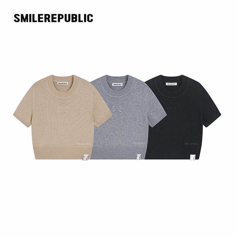 Short Pullover Short-Sleeved Sweater - SMILEREPUBLIC