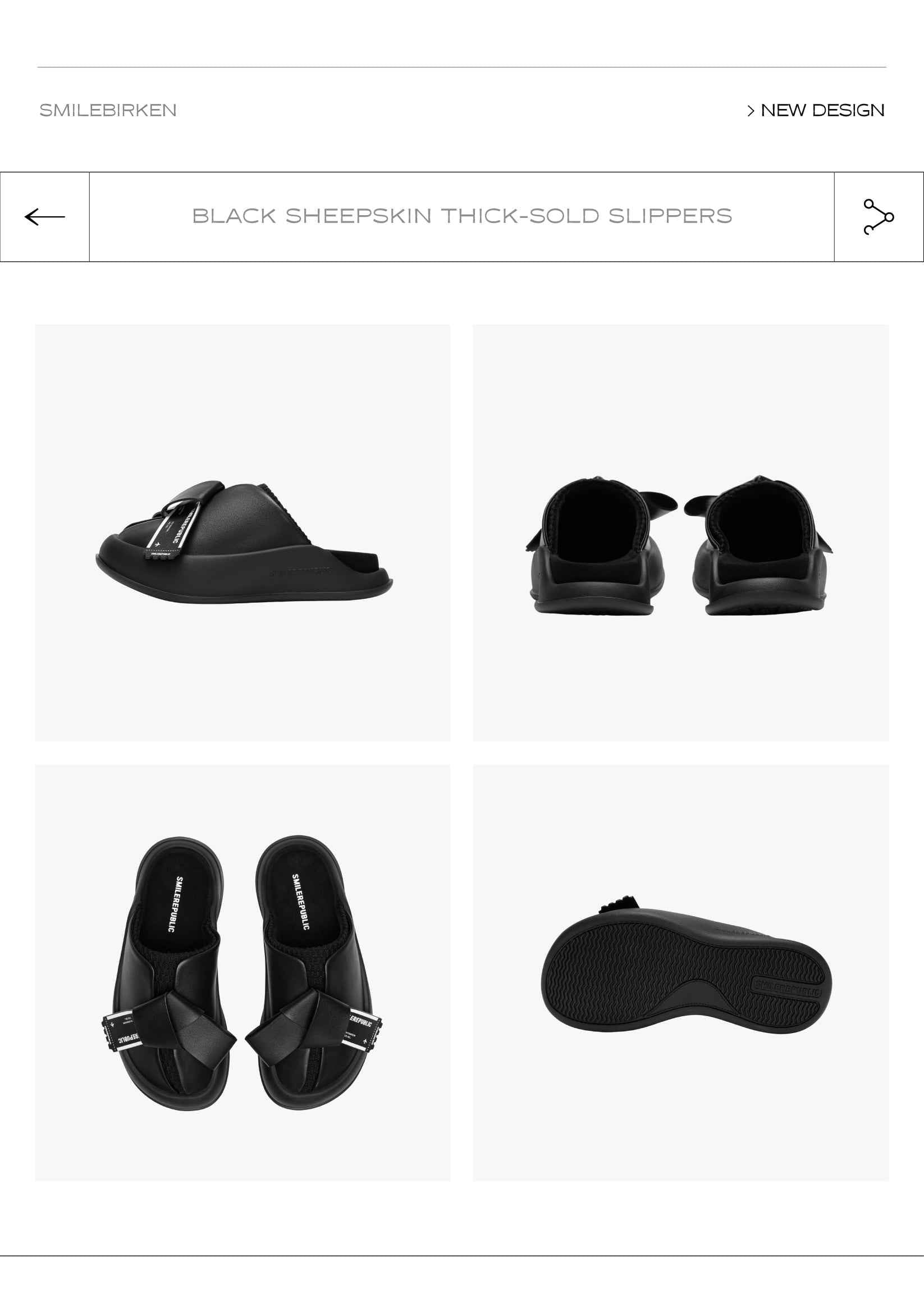 White & Black Sheepskin Thick Sold Slippers
