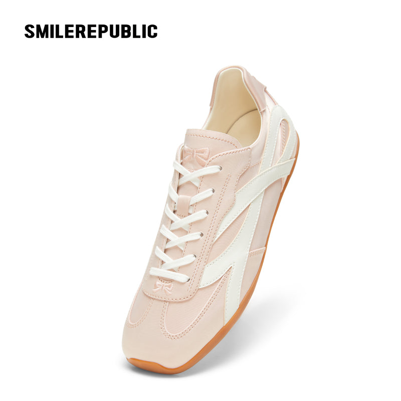 Fouette Pink Square Toed Side Bow Mark Training Shoes