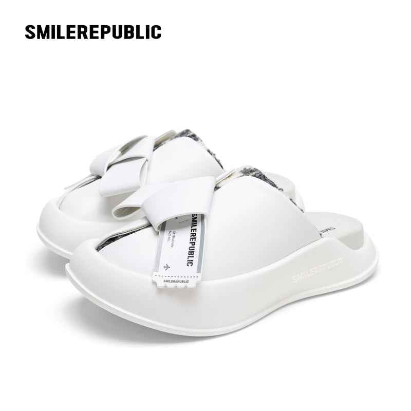 White & Black Sheepskin Thick Sold Slippers