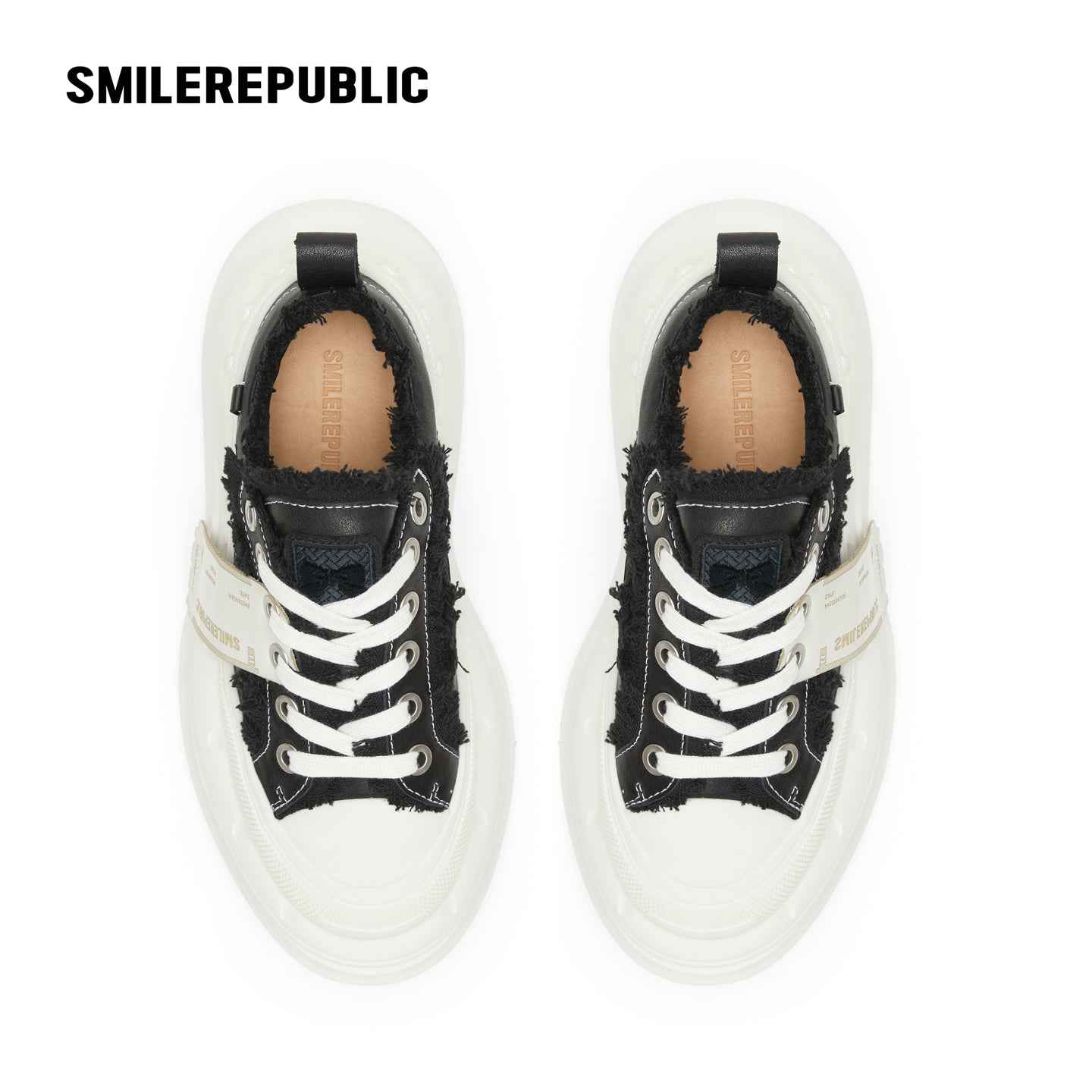 2.0 Smile Queen Black & White Raw Edges Leather