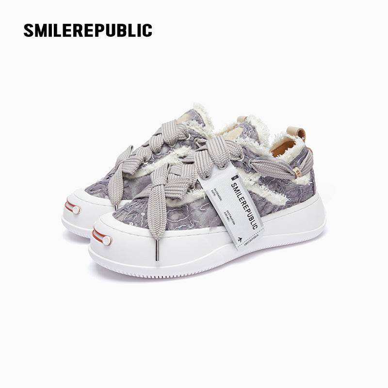 Dark Grey Purple Rose Low Top Sneaker - SMILEREPUBLIC
