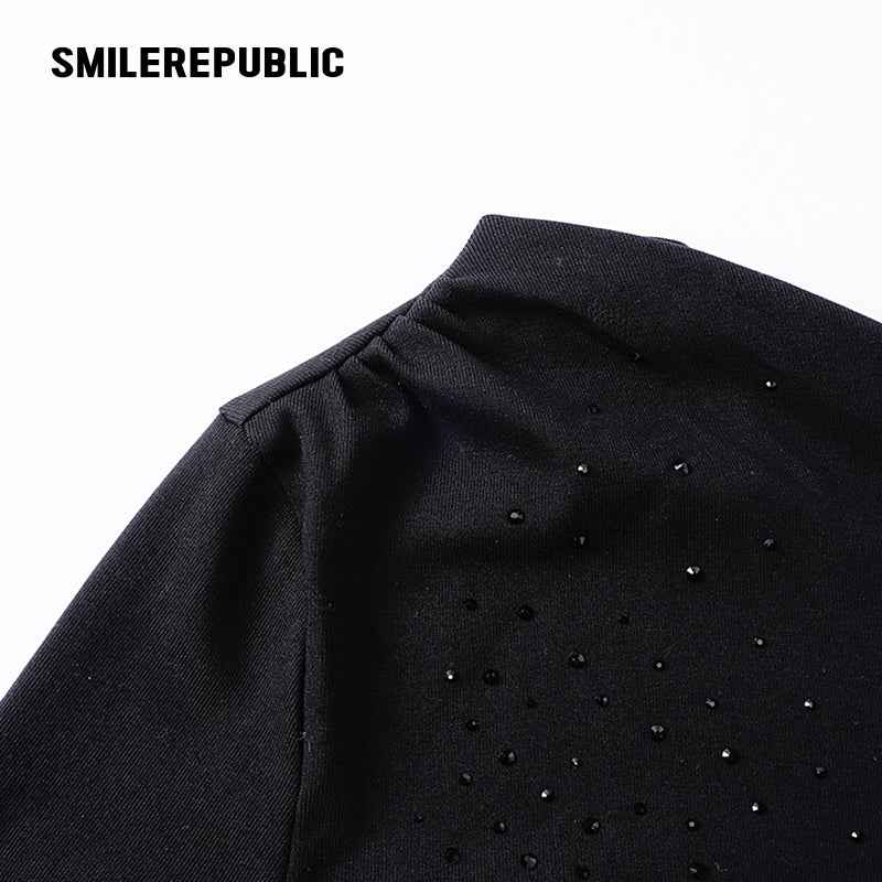 Crystal Hotfix Off-Should Knitted Top