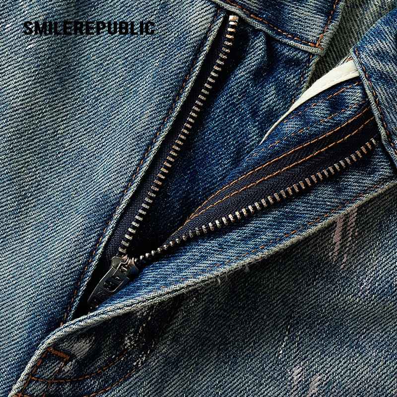 Washed Silver Foil-Coated Jeans