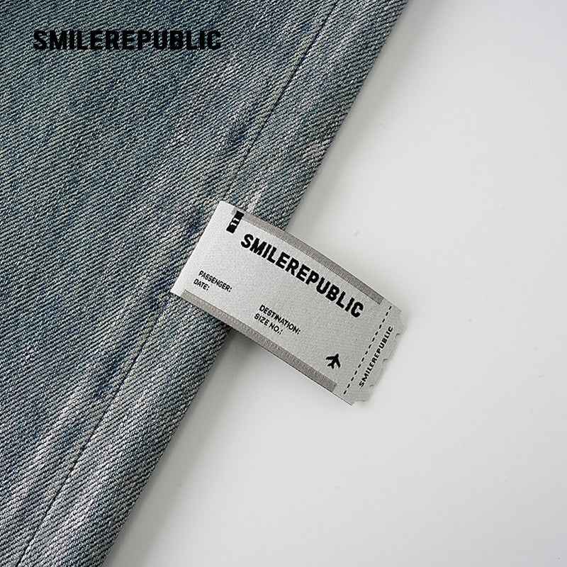 Washed Silver Foil-Coated Jeans