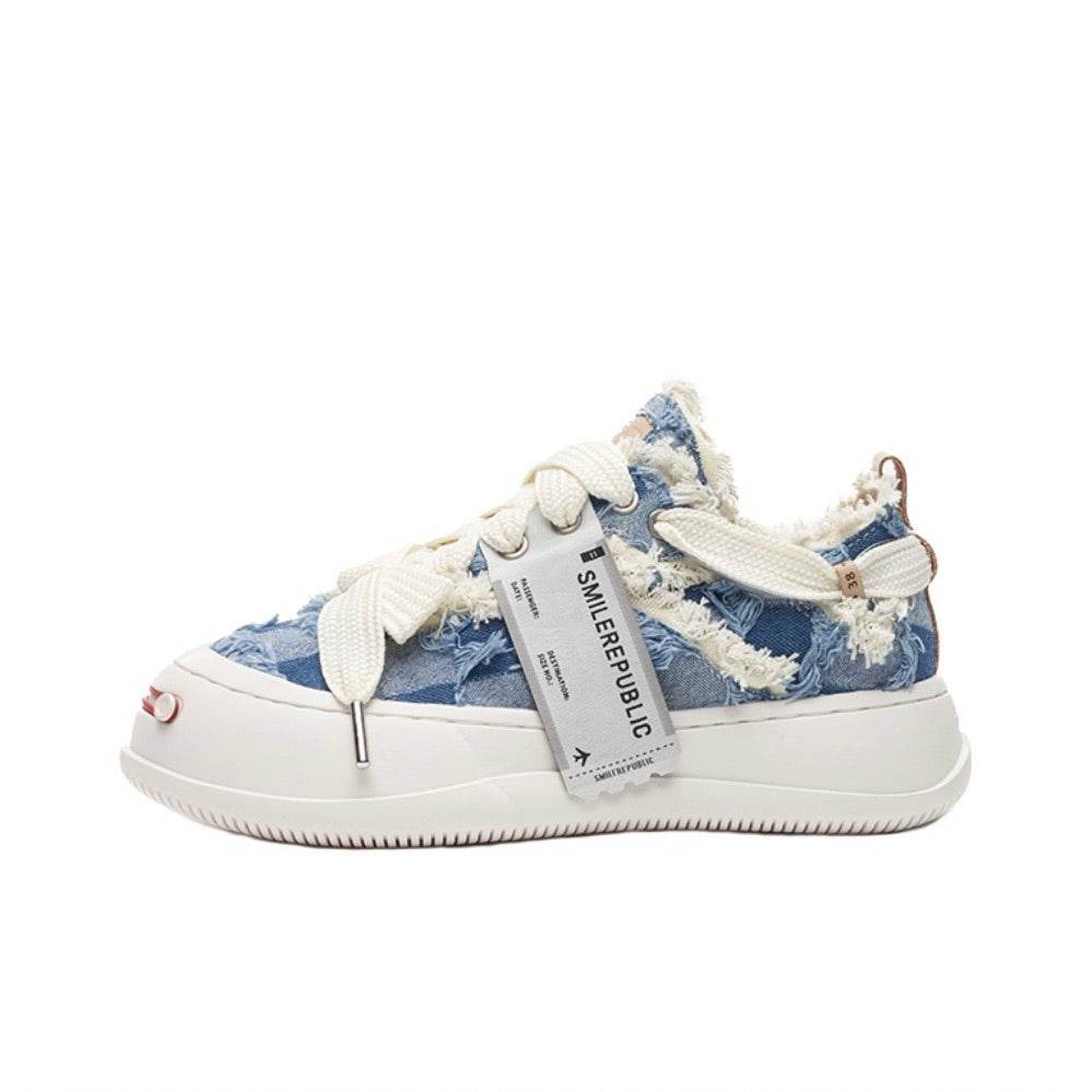 Light Blue Plaid Denim Canvas SB Sneaker - SMILEREPUBLIC