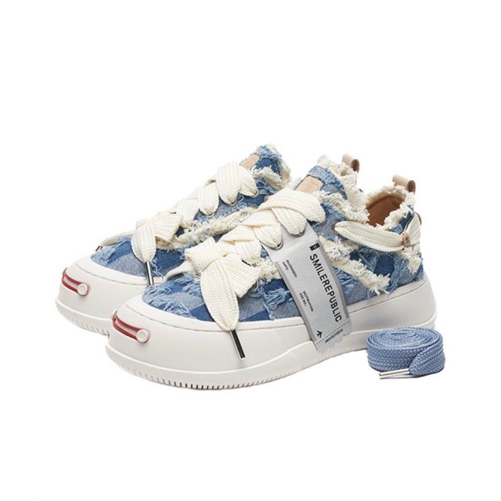 Light Blue Plaid Denim Canvas SB Sneaker - SMILEREPUBLIC