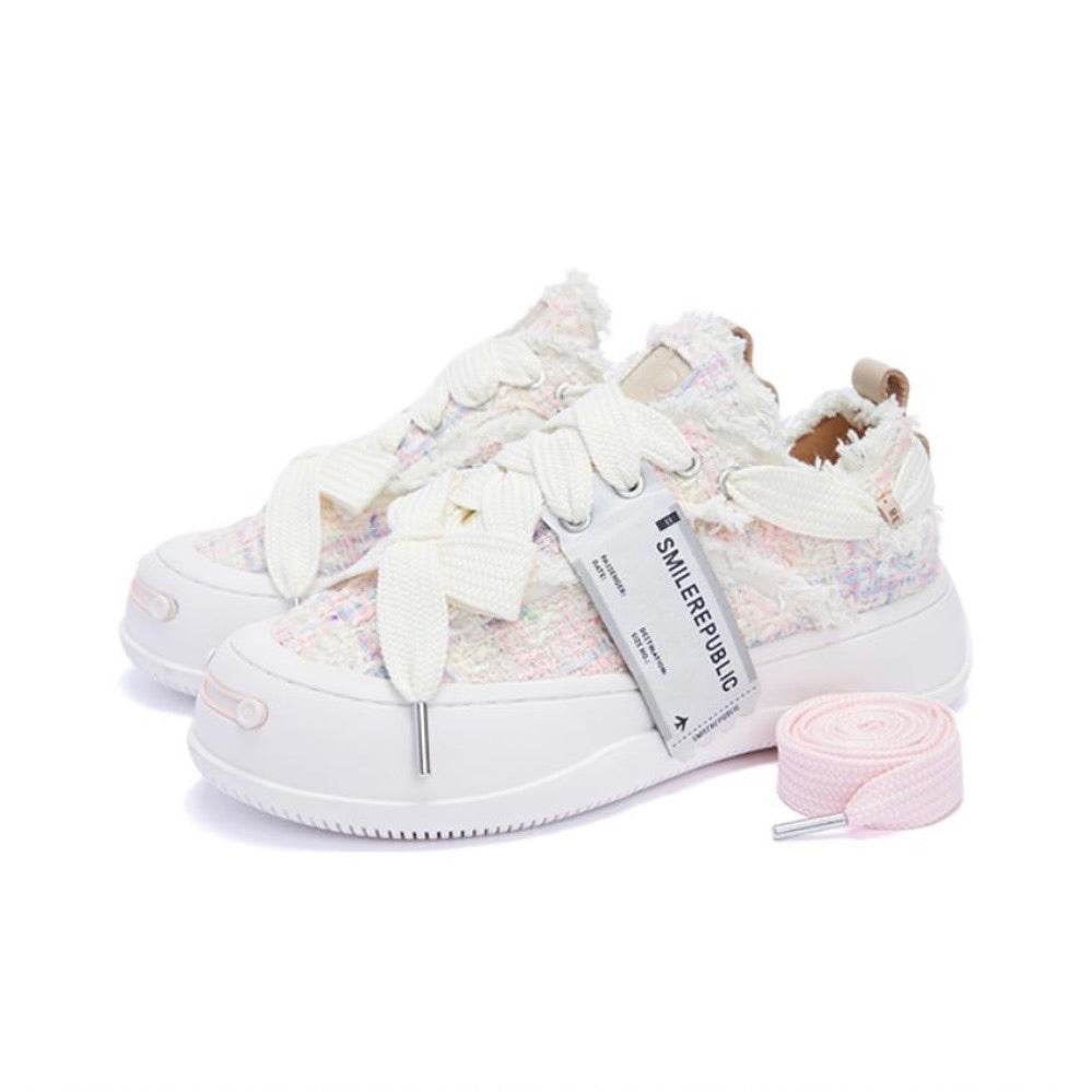Pink Light Blue Tweed Canvas SB Shoes - SMILEREPUBLIC