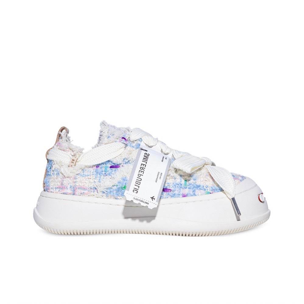 Pink Blue Tweed Brown Top Layer Cow Leather SB Sneaker - SMILEREPUBLIC