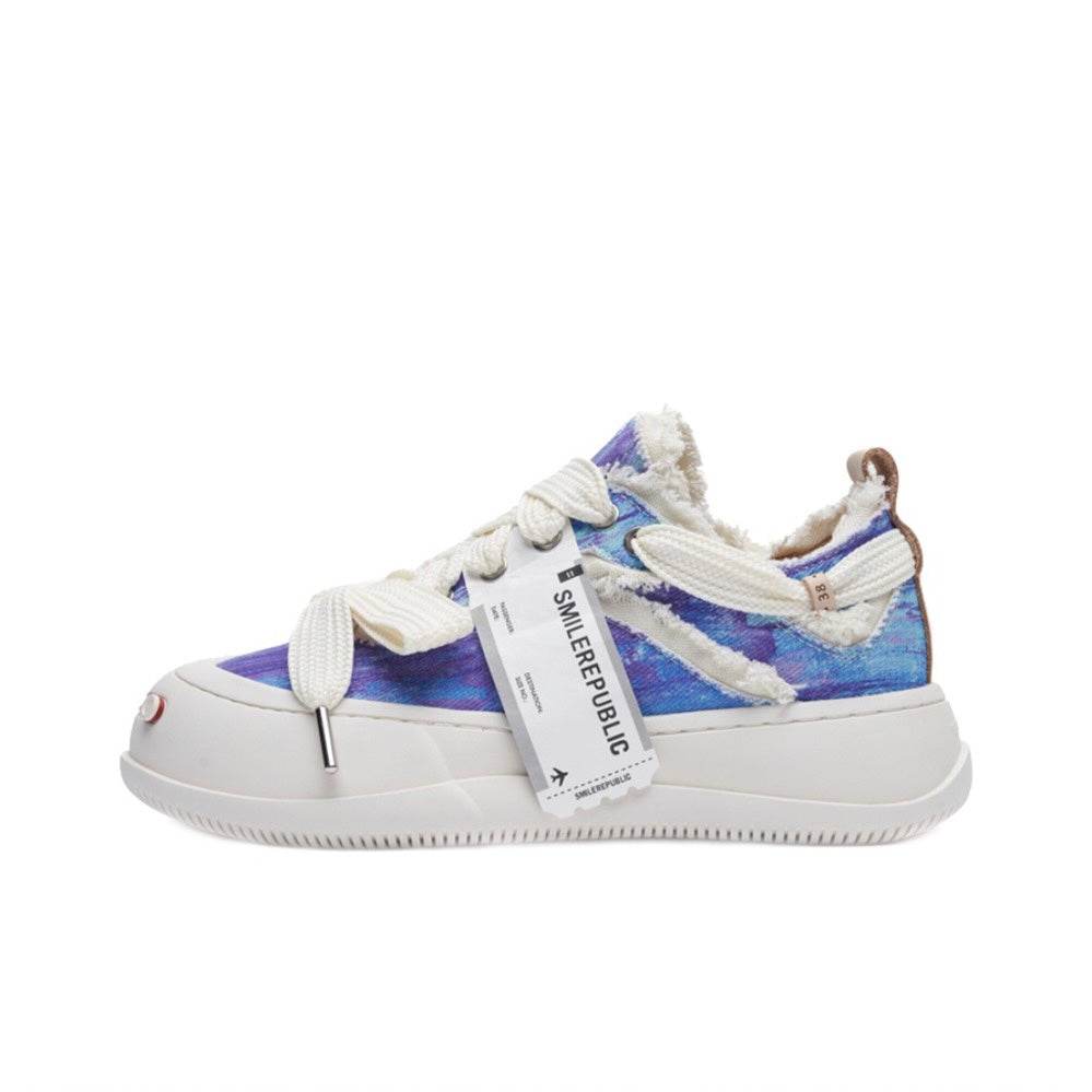 Blue Purple Print Low Top SB Sneaker - SMILEREPUBLIC