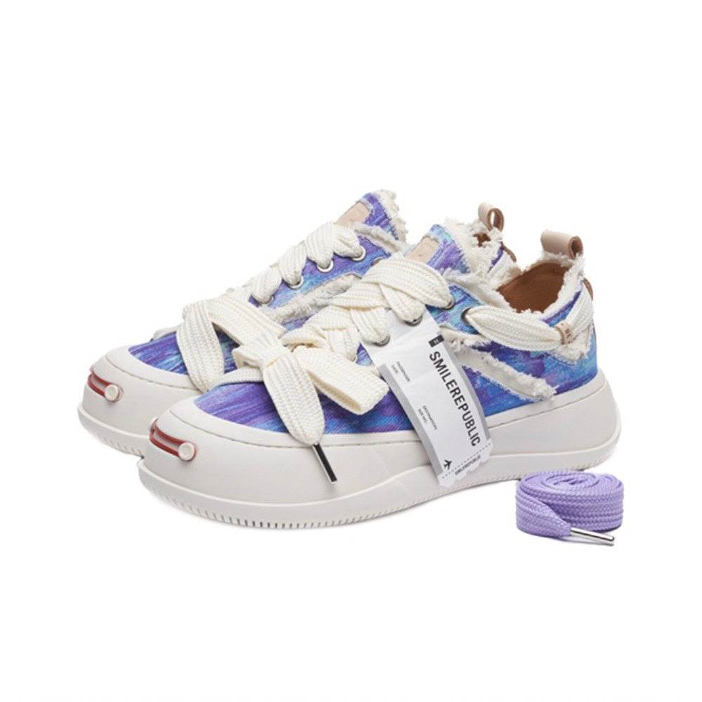 Blue Purple Print Low Top SB Sneaker - SMILEREPUBLIC