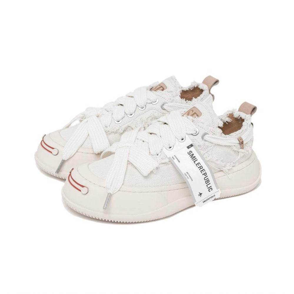 White Coarse Canvas SB Sneaker - SMILEREPUBLIC