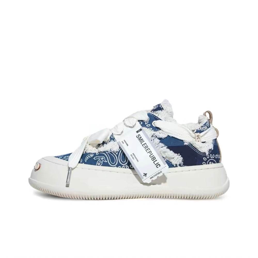 Blue Cashew Flower Canvas SB Sneaker - SMILEREPUBLIC