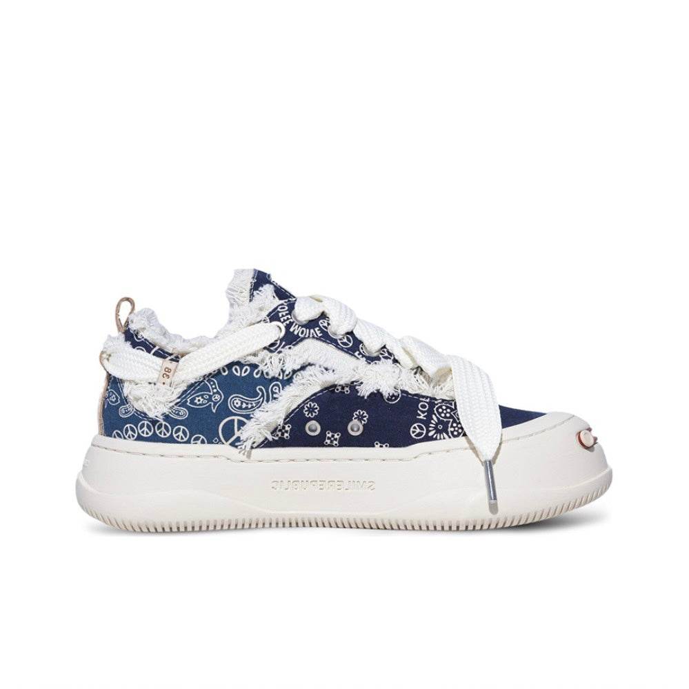 Blue Cashew Flower Canvas SB Sneaker - SMILEREPUBLIC