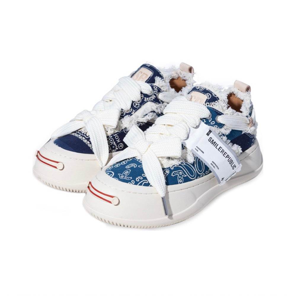 Blue Cashew Flower Canvas SB Sneaker - SMILEREPUBLIC