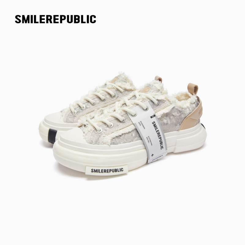 70S Printed Lace Slip On Canvas Shoes - SMILEREPUBLIC