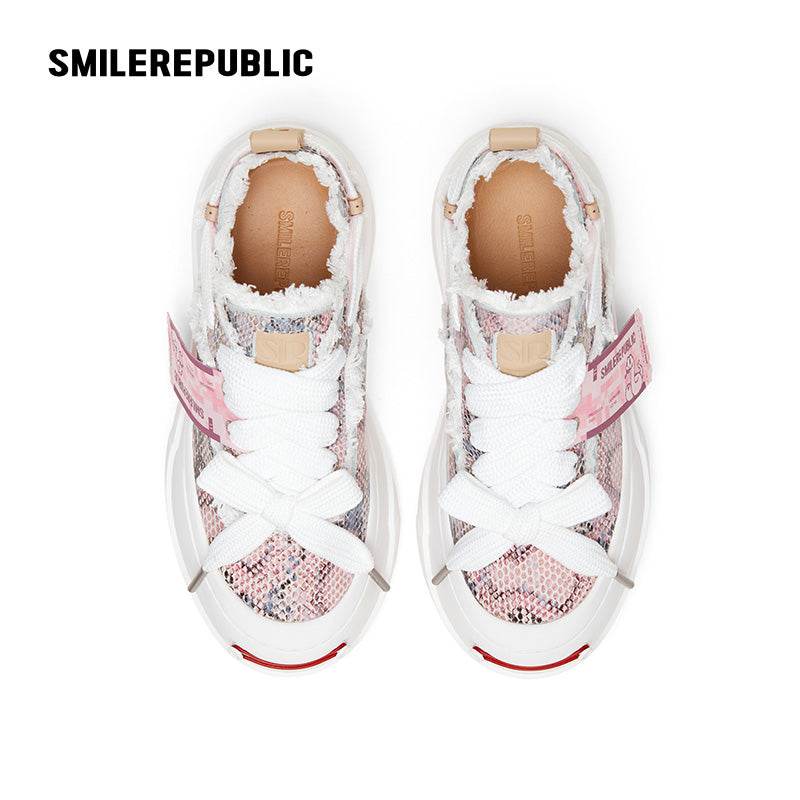 【2025 NEW】Pink Serpentine Low Top Sneaker Canvas Shoes - SMILEREPUBLIC