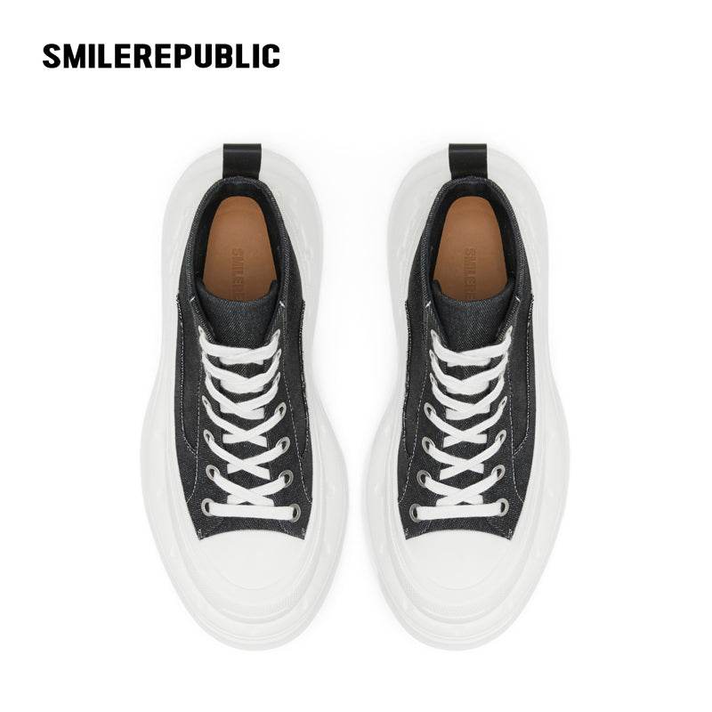 【Limited】Black White SR 2.0 High Top Canvas Shoes - SMILEREPUBLIC