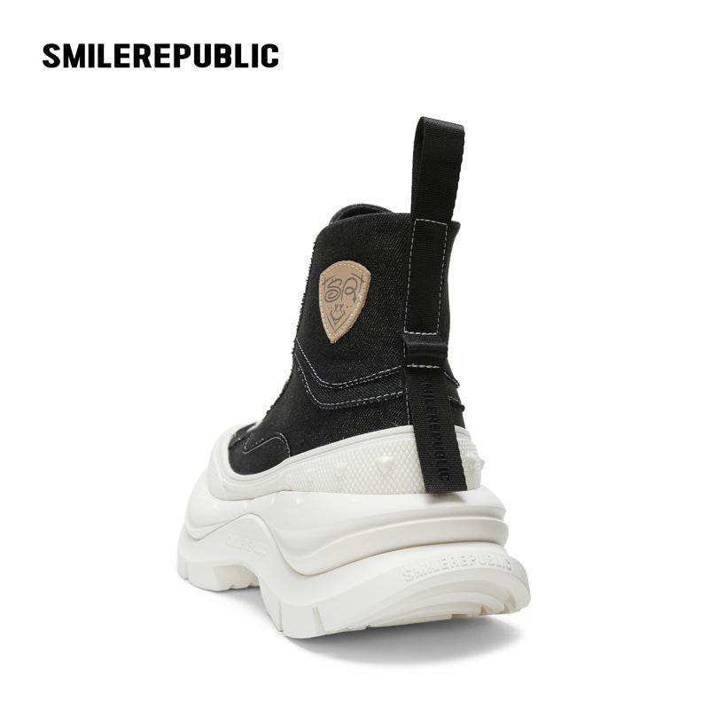 【Limited】Black White SR 2.0 High Top Canvas Shoes - SMILEREPUBLIC
