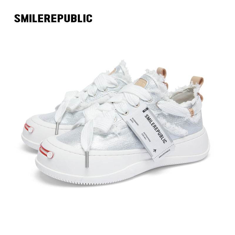 【NEW】Glitter Silver Fine Lins Low Top Sneaker - SMILEREPUBLIC