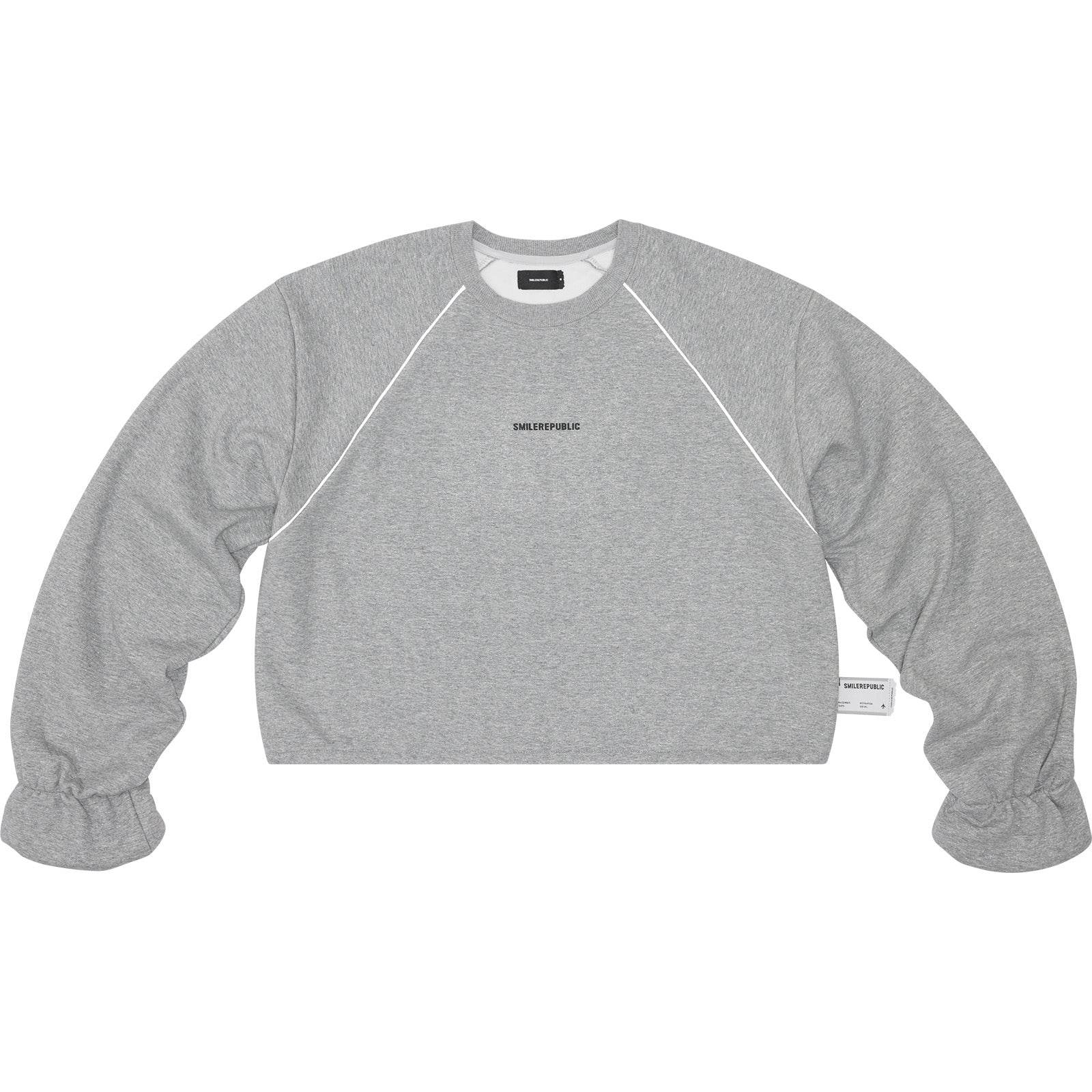 Gray Starry Long Sleeved T-Shirt Cropped Navel - SMILEREPUBLIC