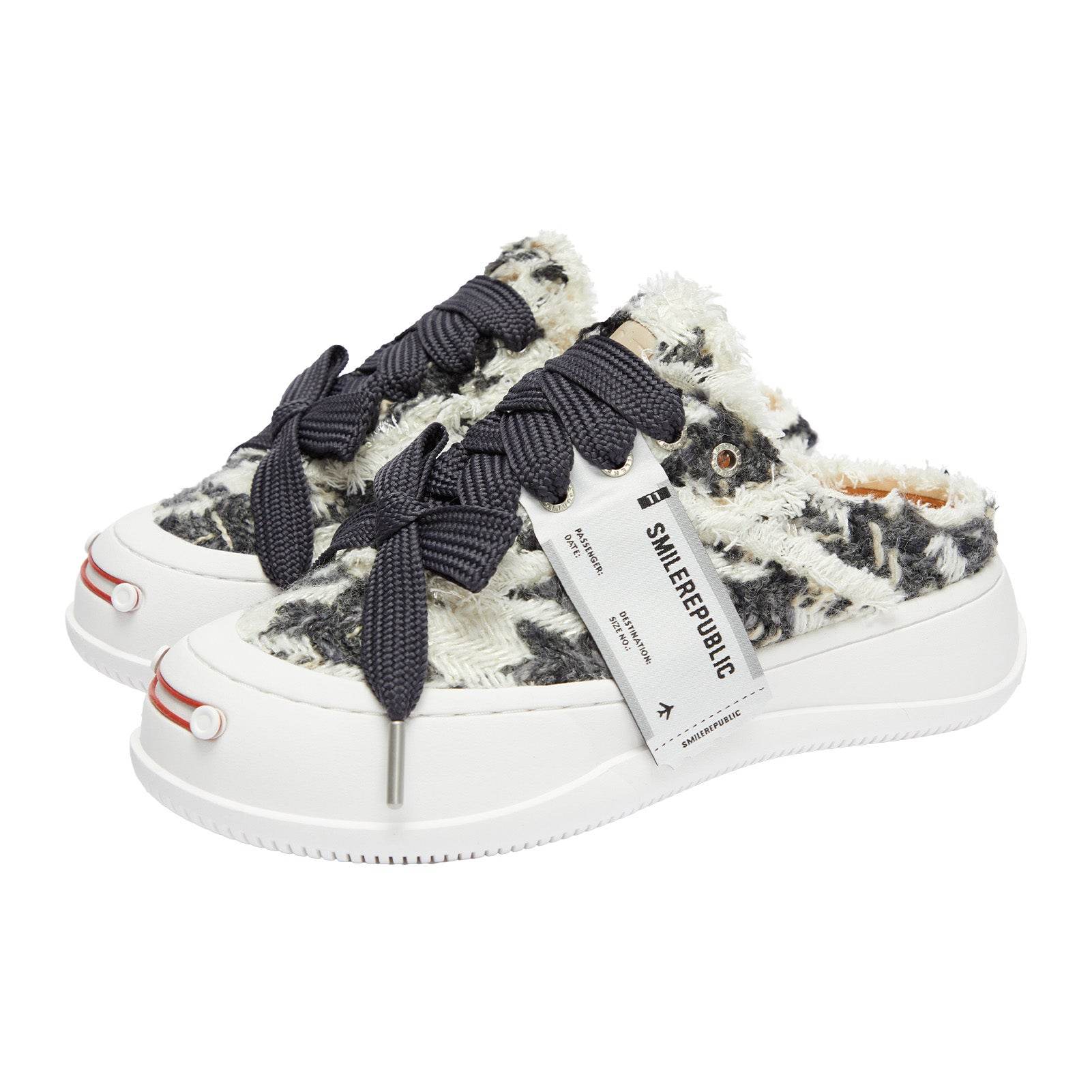Black White Chevron Slippers - SMILEREPUBLIC