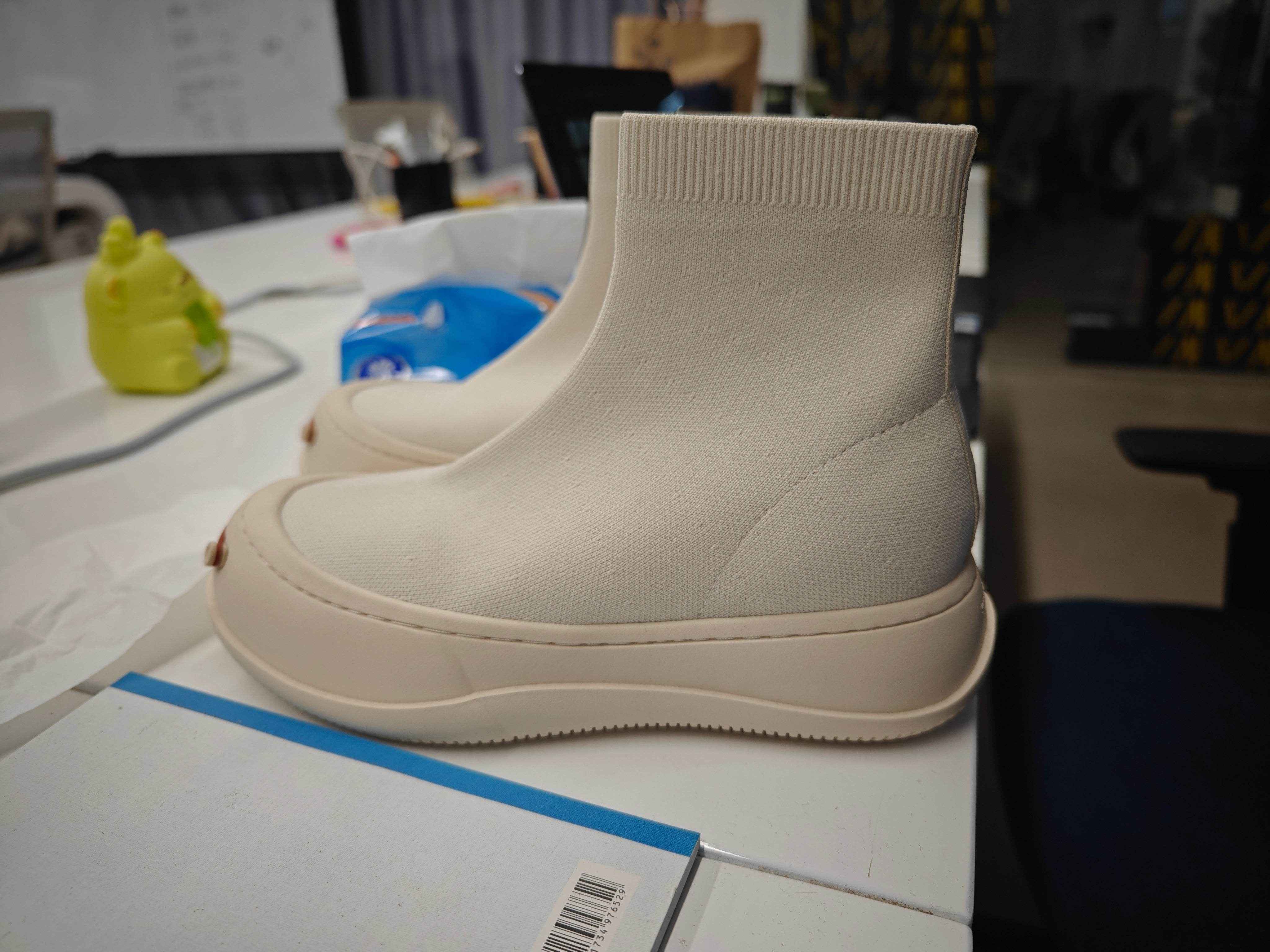 White Weaving Calf Socks Shoes Boots