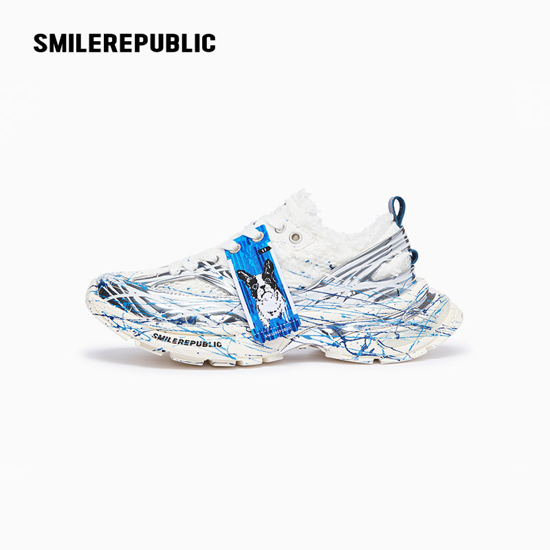 XXXS Ink Splash Silver Slip On Sneaker Canvas Shoes