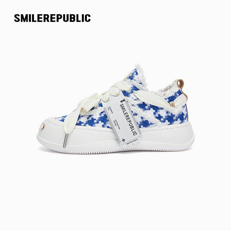 Blue White Houndstooth Low Top Sb Sneaker shoes - SMILEREPUBLIC