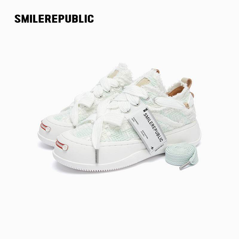 Light Cyan Tweed Low Top SB Sneaker Shoes - SMILEREPUBLIC
