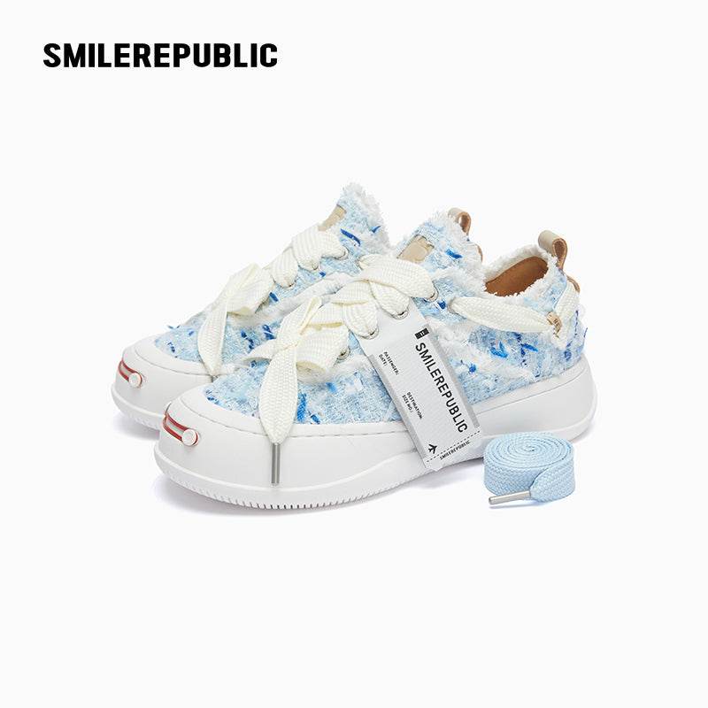 Streamer Blue Tweed Low Top SB Canvas Shoes - SMILEREPUBLIC